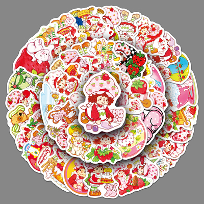 100张Strawberry Shortcake贴纸草莓主题卡通人物行李箱防水贴画