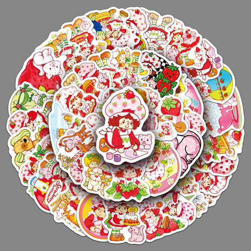 100张Strawberry Shortcake贴纸草莓主题卡通人物行李箱防水贴画