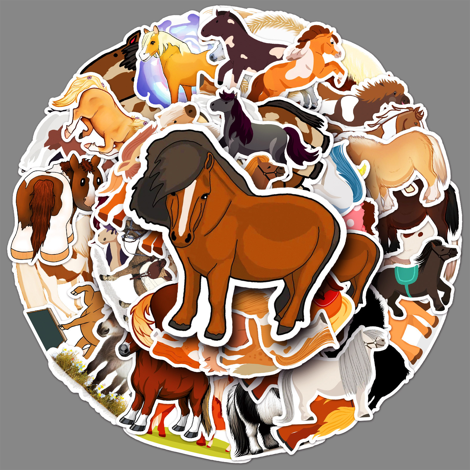 50张矮脚马可爱卡通动物创意图案装饰贴画手机平板拉杆箱防水贴纸