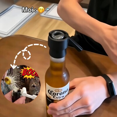 像开香槟一样开啤酒!瓶盖发射!