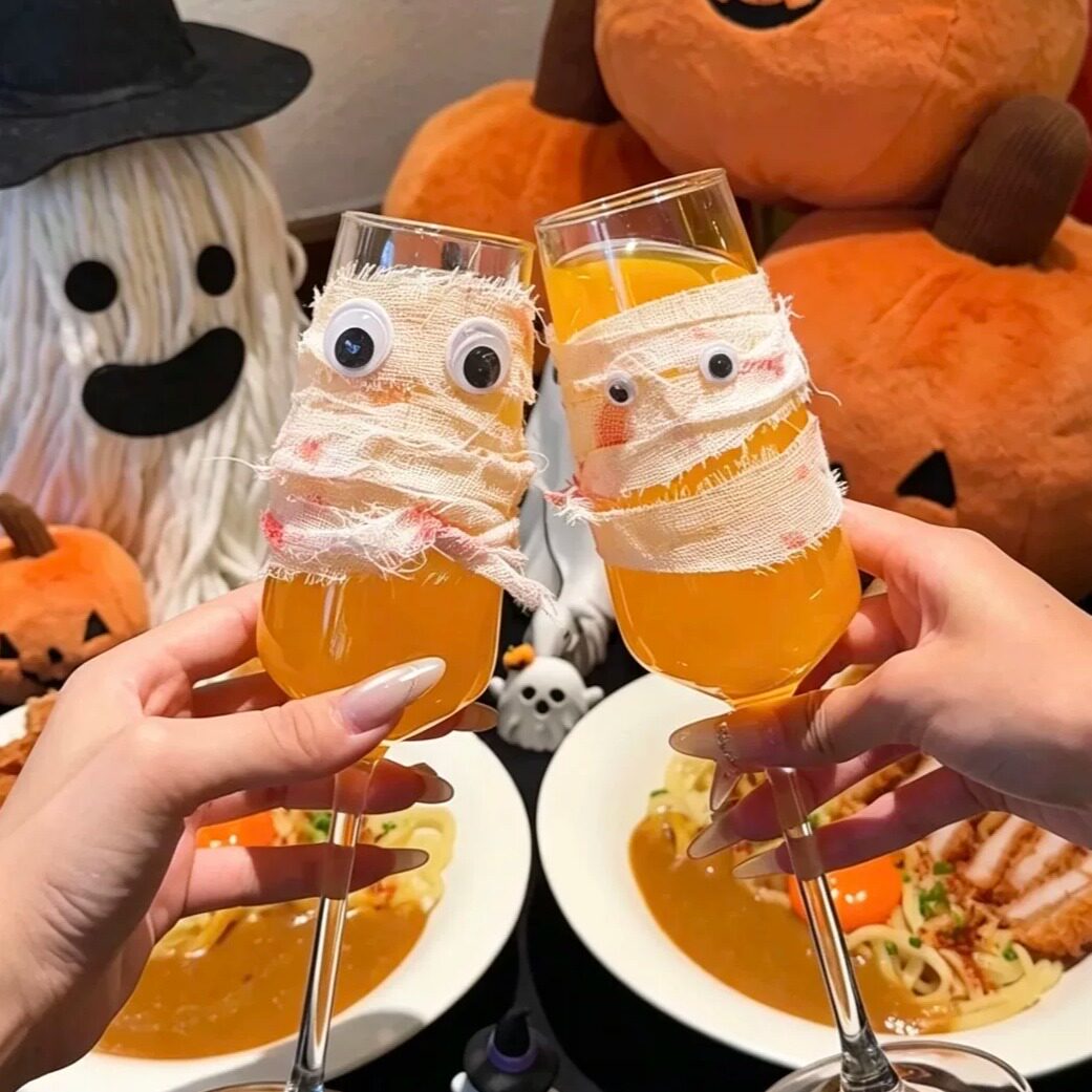 万圣节可爱鬼鸡尾酒杯！手工DIY节日派对酒吧恐怖吸睛装饰高脚杯