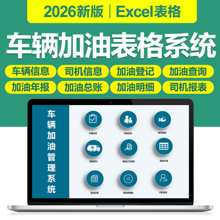 2026车辆加油管理excel表格系统公司汽车司机加油记录统计明细表