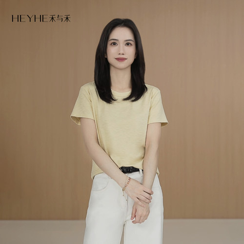 兰精莫代尔棉桑蚕丝肌理短袖T恤