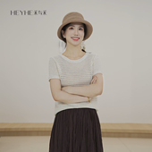 小禾 和纸纱T恤 2025新款 韶光 老钱风镂空凉感针织圆领宽松短袖