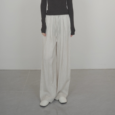 小禾【新贵裤】高品质设计感亚麻垂感休闲凉感直筒阔腿裤