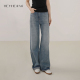 土耳其进口棉层次感靛蓝洗水做旧筋骨感牛仔裤 小禾 石墨牛仔