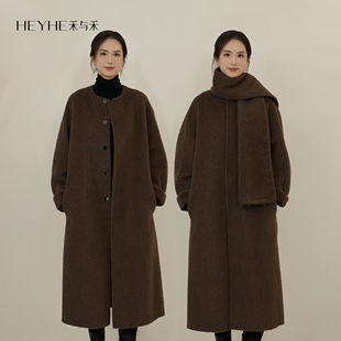 小禾 秘鲁进口100苏力小羊驼毛立体蓬松轻盈保暖大衣 世纪苏力