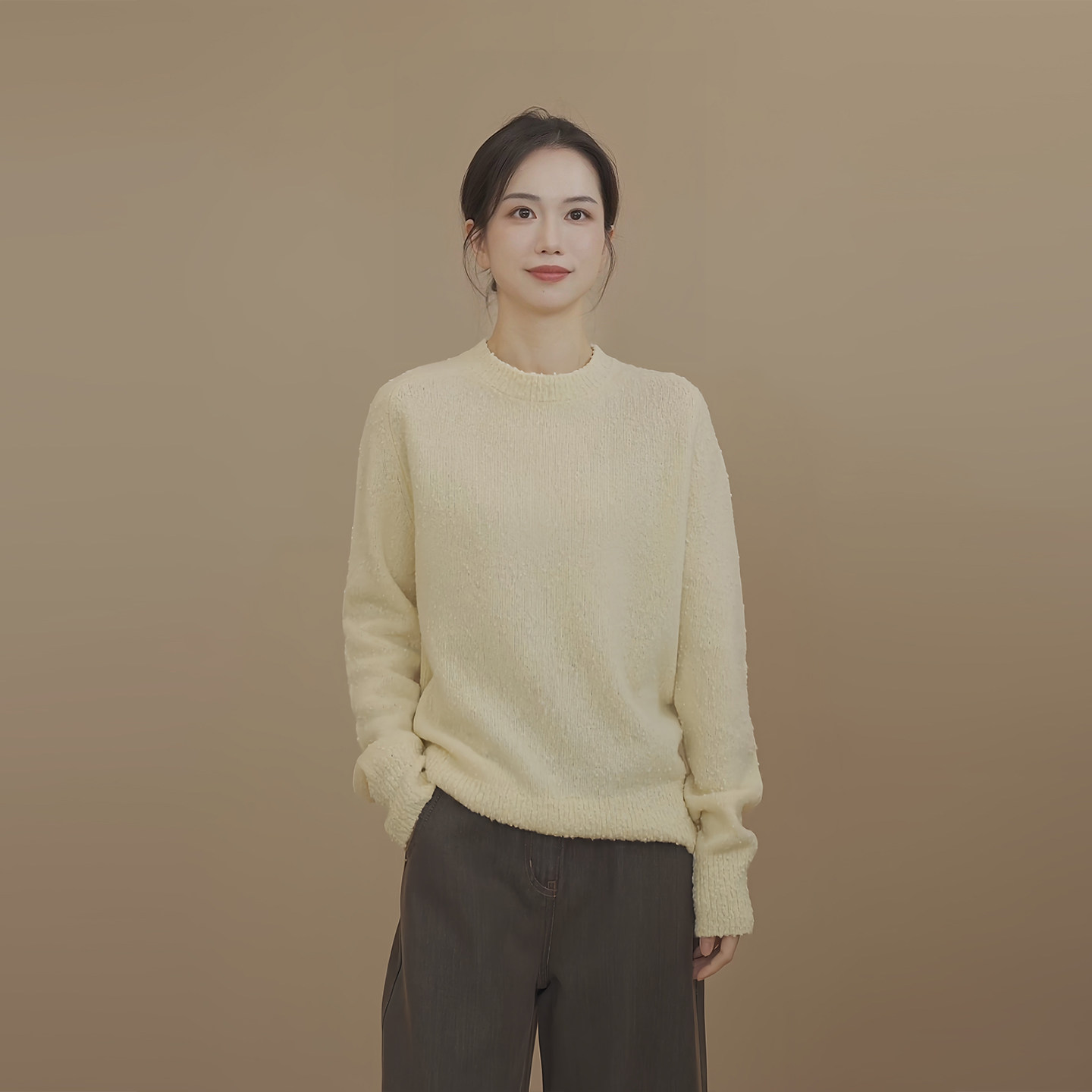 小禾【毛球球】粒粒羊毛蓬松软糯豆豆纱不易起球不扎肤毛针织衫