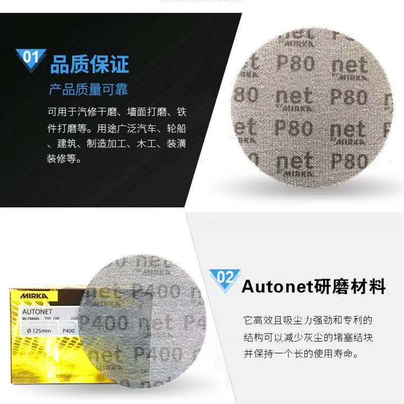 芬兰磨卡AUTONET网砂5寸6寸干磨砂纸无尘 网格砂125MM150mmn
