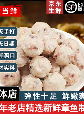 潮汕手工鱼丸1000g花枝丸火锅食材海鲜丸正宗墨斗丸手打2斤章鱼丸