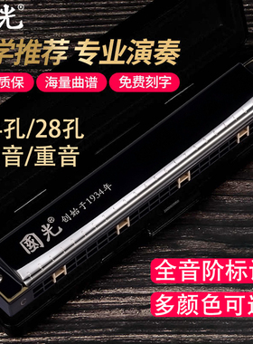 国光24孔复音c调口琴28孔中小学生专用儿童初学者入门官方旗舰店
