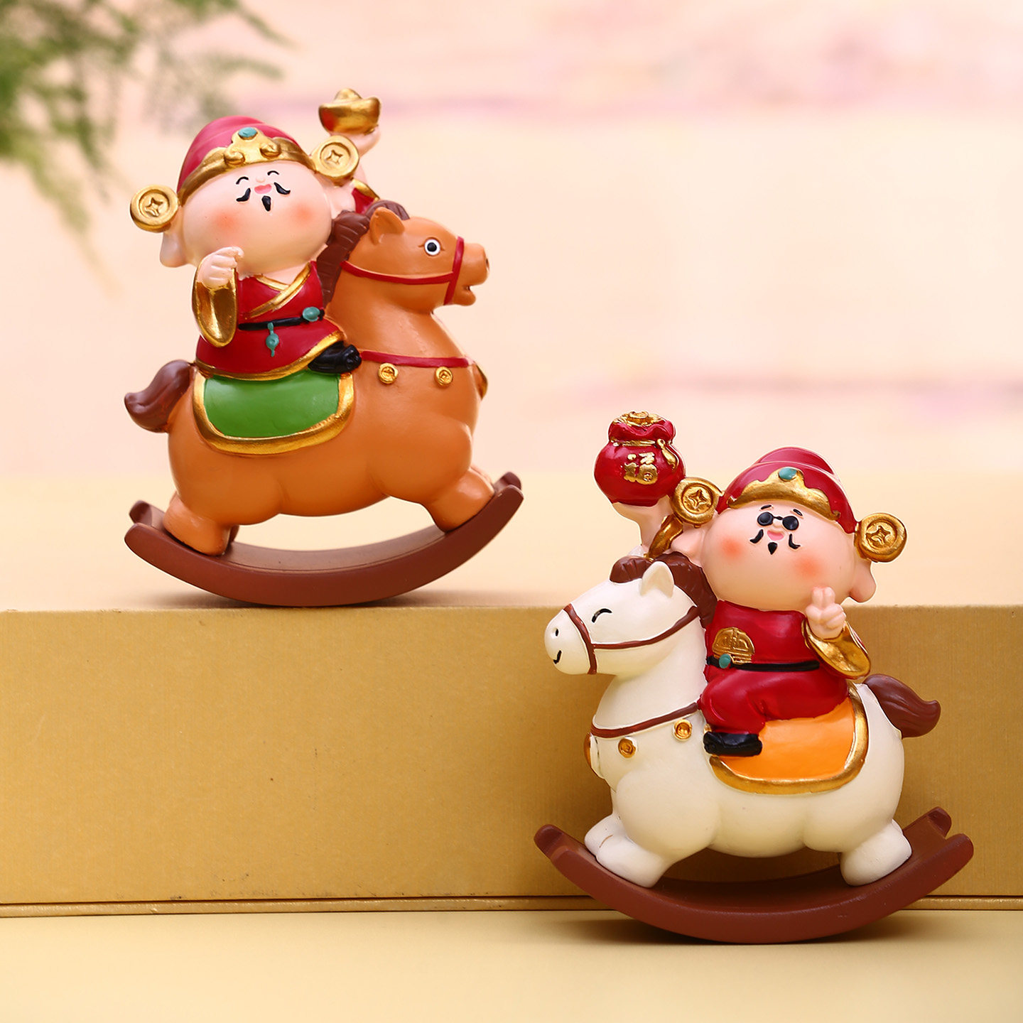 办公室桌面马摆件国风财神爷装饰