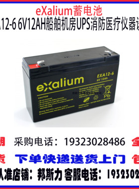 eXalium蓄电池EXA12-6 6V12AH免维护 机房UPS精密仪器设备专用