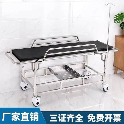 医用不锈钢担架车病人急救车抢救床救护担架床四小轮推车转运平车