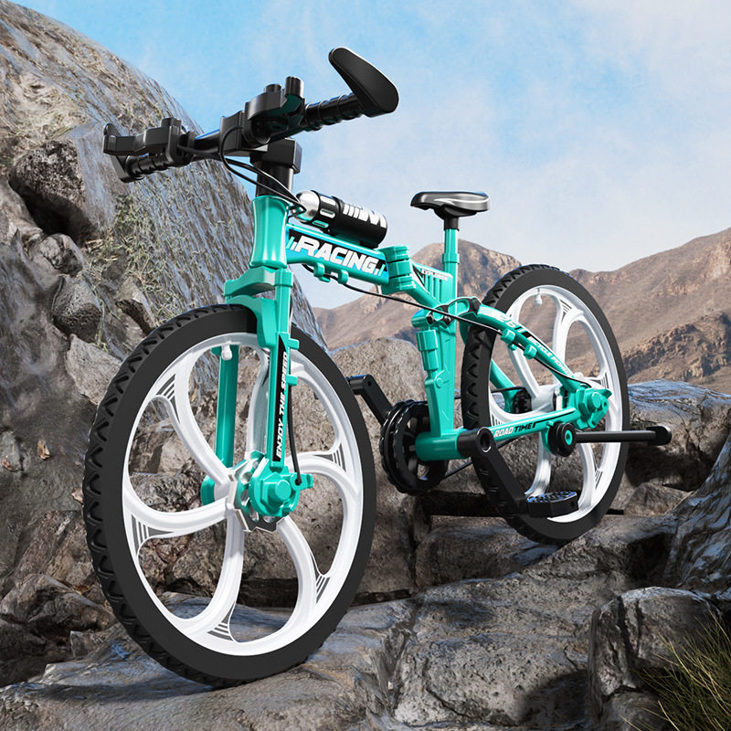 可折叠弯把自行车模型直把仿真越野单车避震公路车摆件玩具车男孩