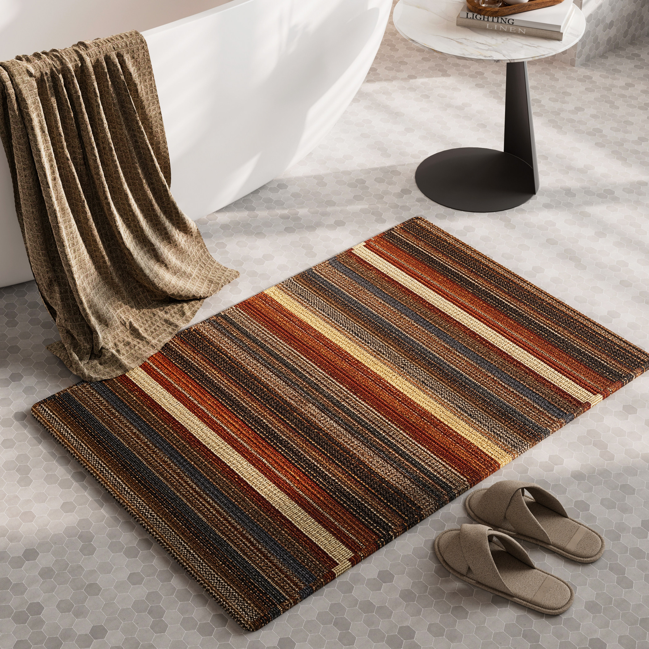 浴室亚麻编织地垫卫浴卫生间门口专用吸水防滑防摔脚垫厕所小地毯