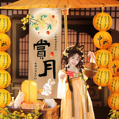 新年灯笼氛围场景装饰挂布商场门店铺活动主题拍照打卡背景墙道具