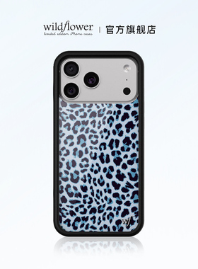 Wildflower蓝色豹纹手机壳Blue Meow适用苹果iPhone17/16/15/14/Pro/Max硬壳全包保护套防摔欧美时尚个性wf