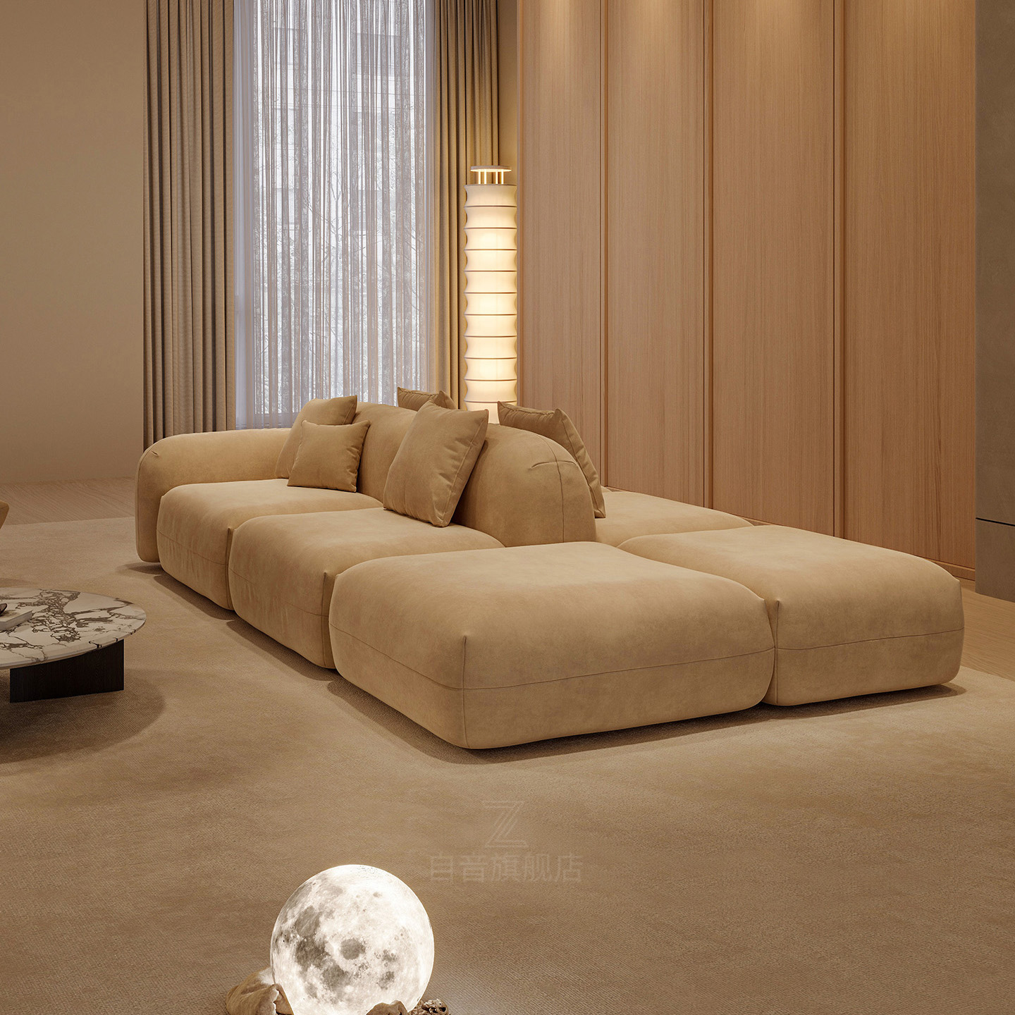 小户型横厅直排双面岛屿沙发