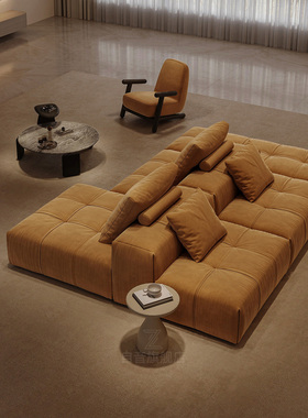 SABA像素沙发背靠背岛屿双面模块横厅不靠墙高端侘寂风磨砂猫爪布