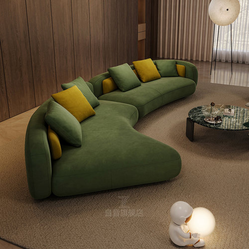 绿色复古贝塞尔布艺沙发