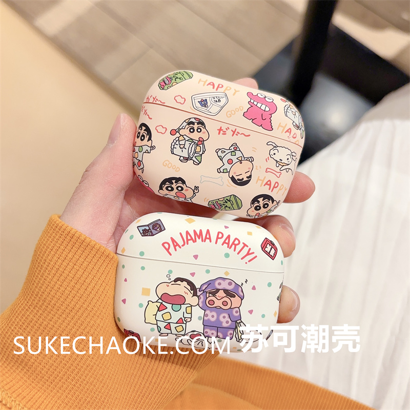 卡通动漫蜡笔小新airpods4耳机套适用苹果Airpodspro2第二代airpods1/2软壳防摔airpods3蓝牙耳机保护壳四代