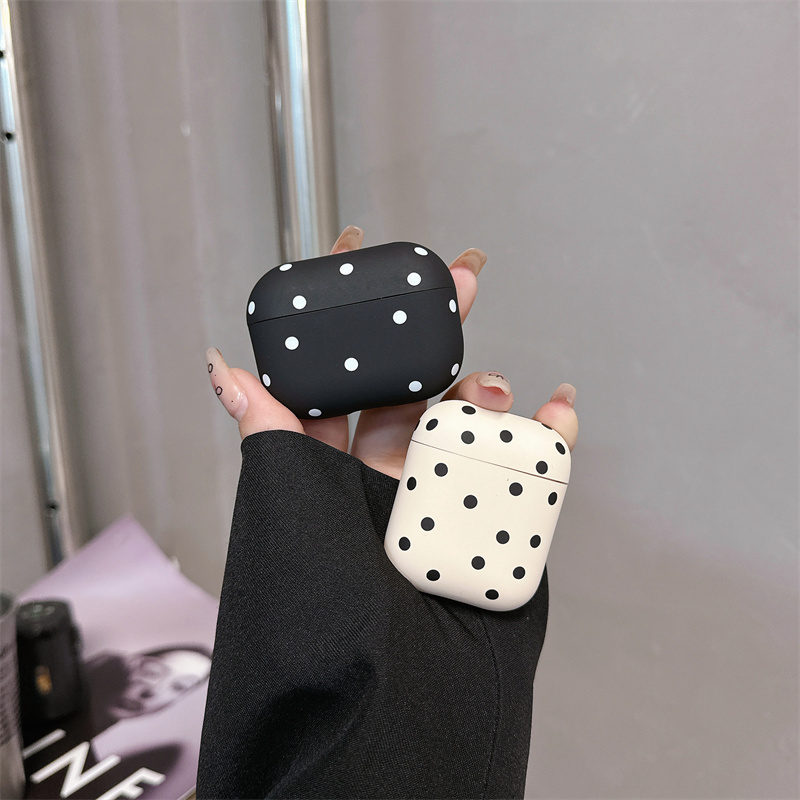 高级感黑白波点~磨砂软壳适用苹果airpodspro二代新款typec硅胶防摔airpods1/2代无线蓝牙耳机保护套pro2日系