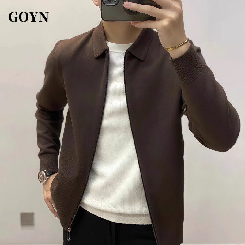 GOYN秋冬男款高端针织衫夹克外套翻领款拉链毛衣夹克上衣秋冬服装