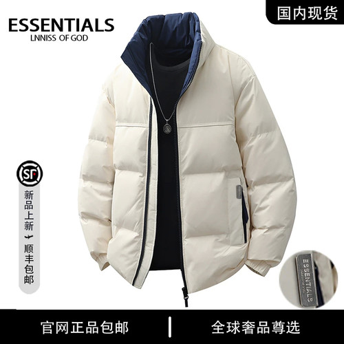 ESSENTIALS LNNISS  美式2025立领新款潮牌90鸭绒百搭羽绒服男款