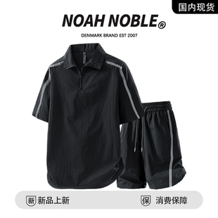 NOAH 休闲翻领短袖 品牌现货撤柜 NOBLE冰丝美式 套装 男运动POLO衫
