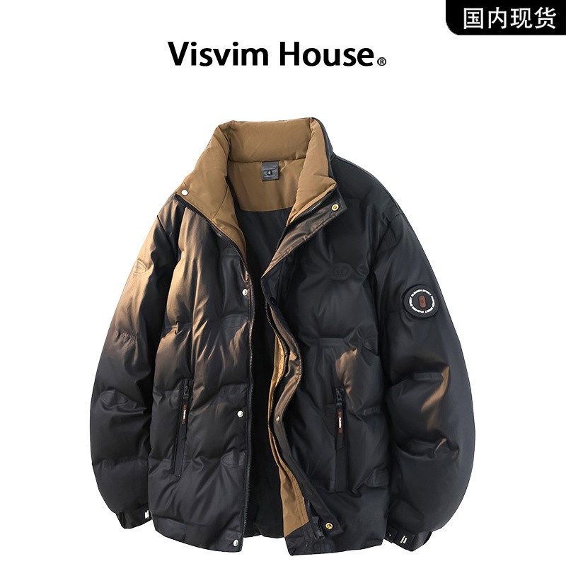 品牌现货撤柜】VISVIM HOUSE秋冬季保暖抗寒立领PU皮羽绒服男潮