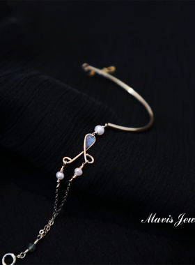 Mavis鲁伯特之泪 小众设计感轻奢手镯手链女14k包金情侣礼物饰品