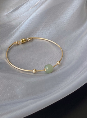 和田玉珍珠手链女14k金手镯轻奢小众精致生日520情人节礼物送女友