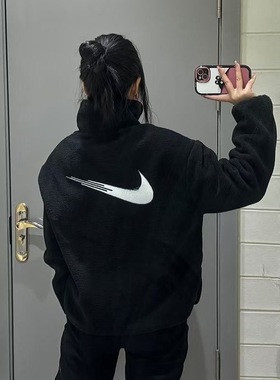 Nike/耐克正品女新款摇粒绒外套宽松加绒叠搭立领夹克FD4796
