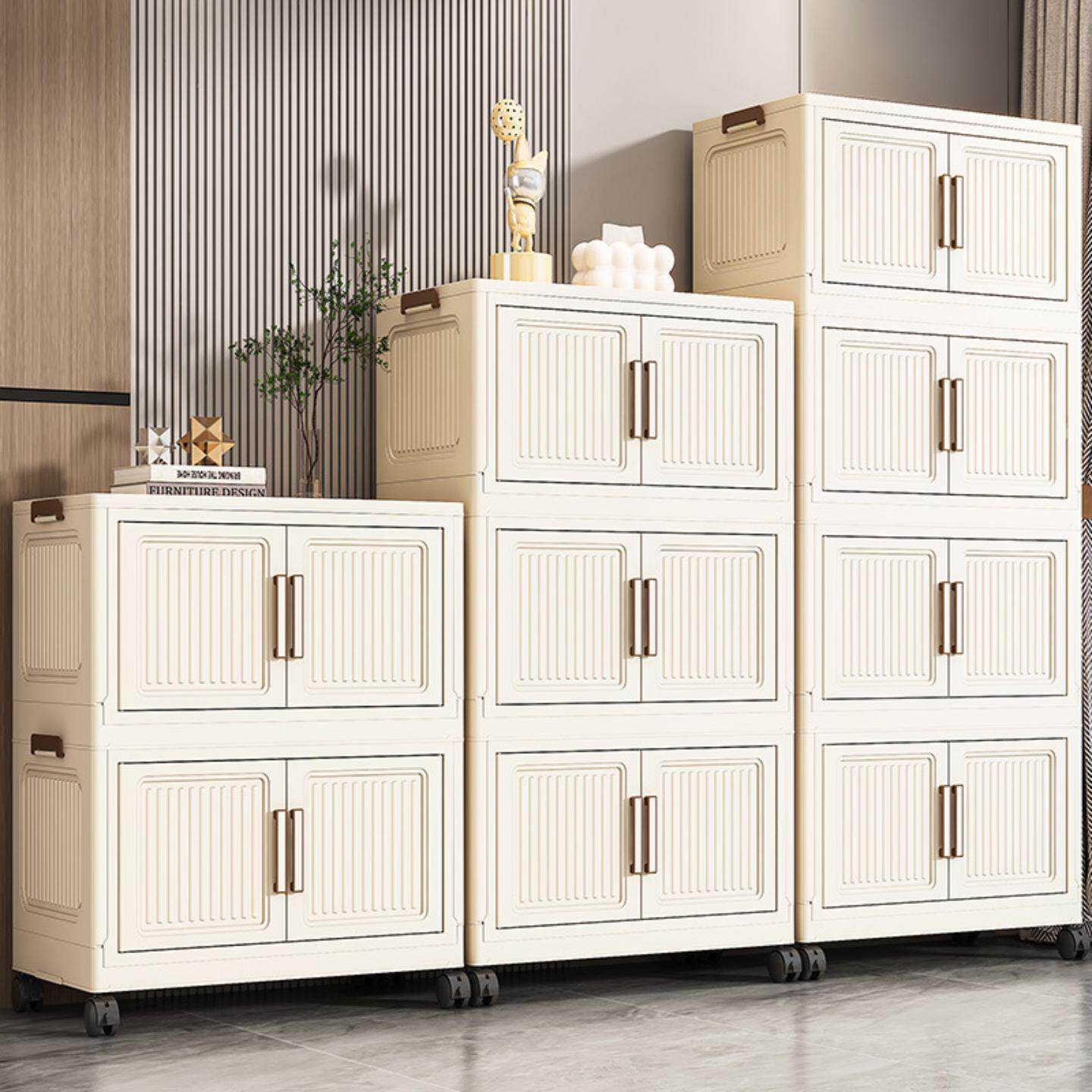 40-80宽折叠收纳柜家用多层置物架免安装塑料宝宝儿童玩具储物柜