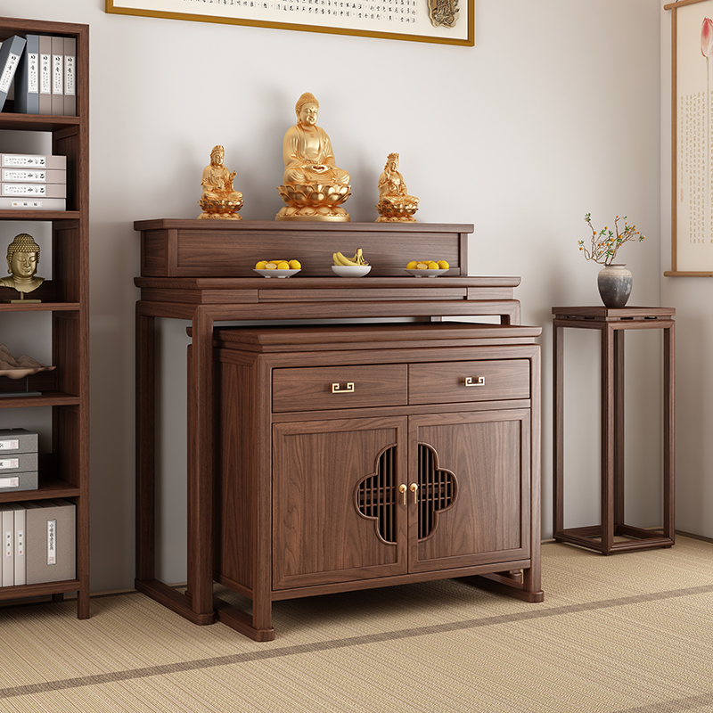 旺三宝实木财神供桌香案台阶供桌