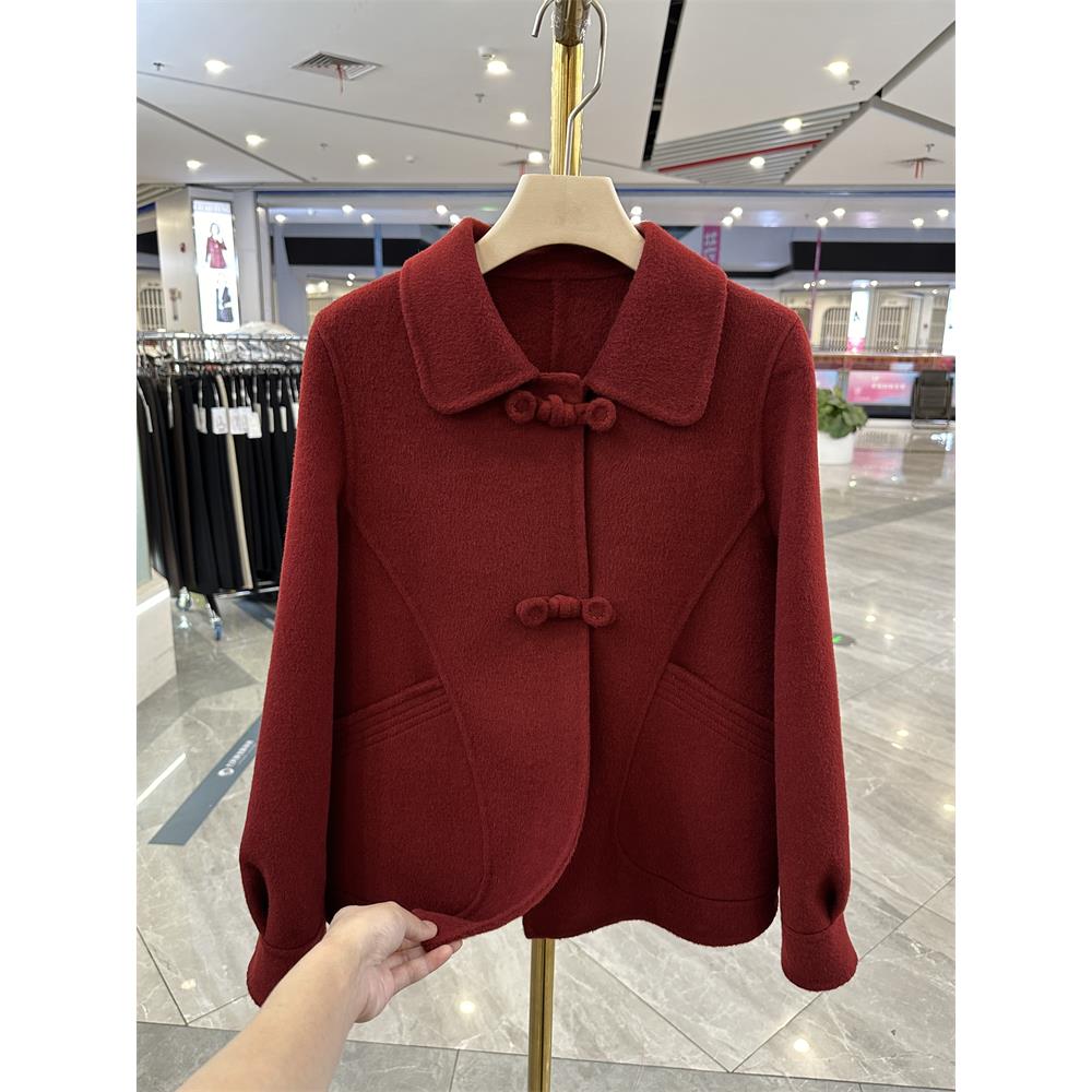 时尚妈妈羊毛短款外套秋冬新款洋气高贵喜婆婆羊毛大衣中老年上衣