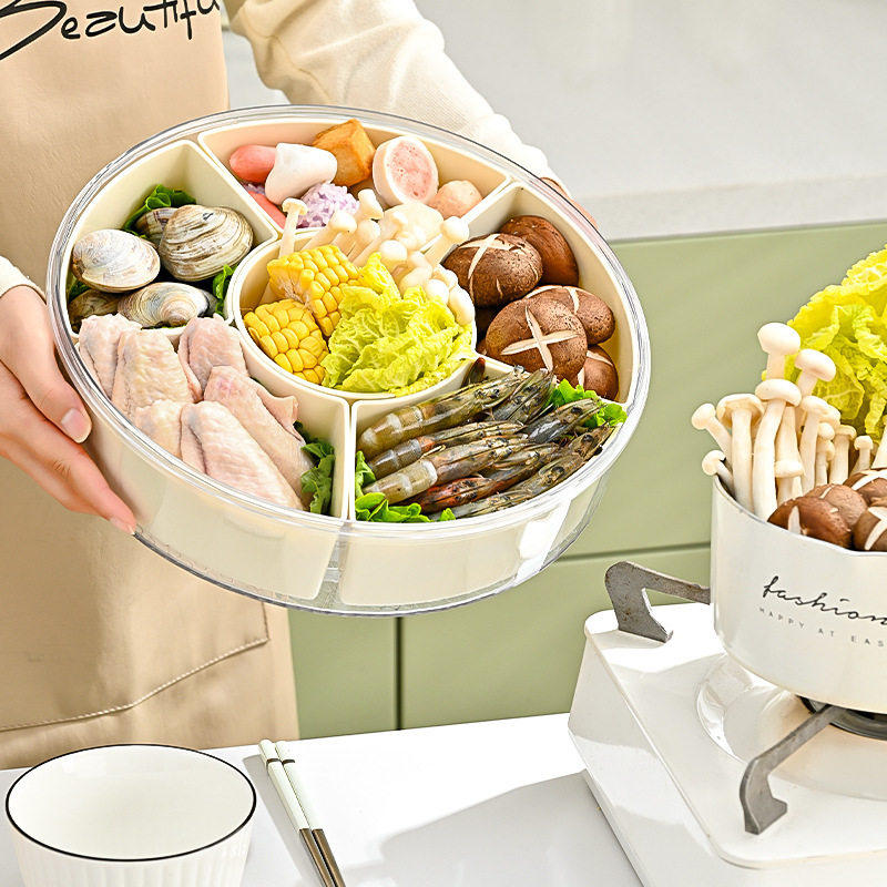 家用旋转菜盘子火锅配菜盘客厅茶几拼盘水果盘糖果零食坚果干果盘