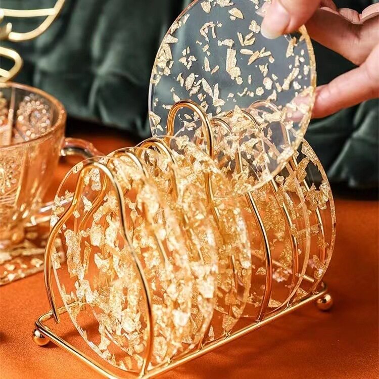 金箔杯垫ins轻奢茶杯垫咖啡杯托亚克力隔热垫子创意防烫餐桌垫子