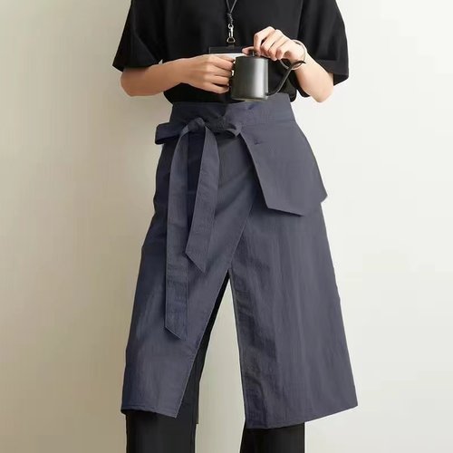 日式围裙女半身长款围裙男咖啡奶