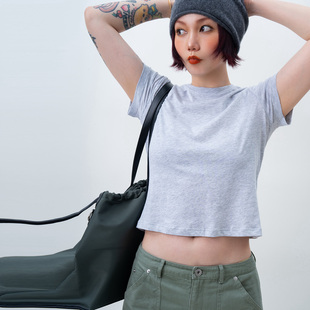 Link Exchange凉爽夏日棉麻正肩圆领短袖_小空调短款T恤