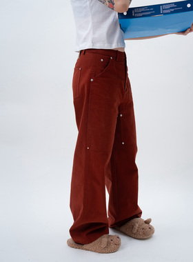 Link Exchange经典版型阔腿伐木工装裤_低腰休闲长裤