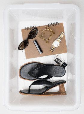 Link Exchange异形矮跟夹脚凉鞋_柔软牛皮材质