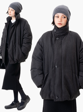 LinkExchange温和桃皮绒黑中长款云朵羽绒服_挡风御寒首选unisex