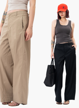 Link Exchange冰爽夏日超薄衬衫面料休闲度假长裤_宽腿显瘦香蕉裤