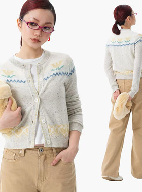 Link Exchange郁金香园丁羊绒针织小开衫_温暖冬日柔和配色