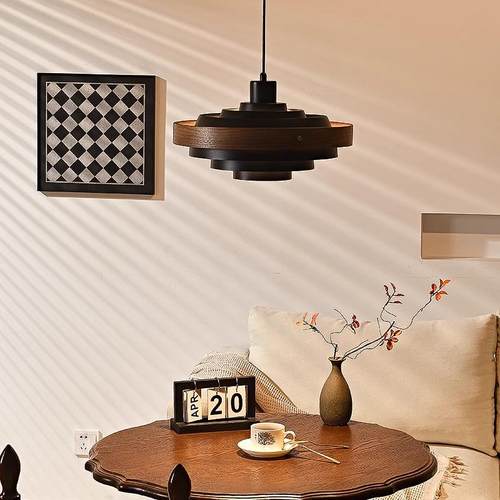 法式中古胡桃木简易移位餐厅吊灯日式设计师南洋风饭厅岛台餐饮灯