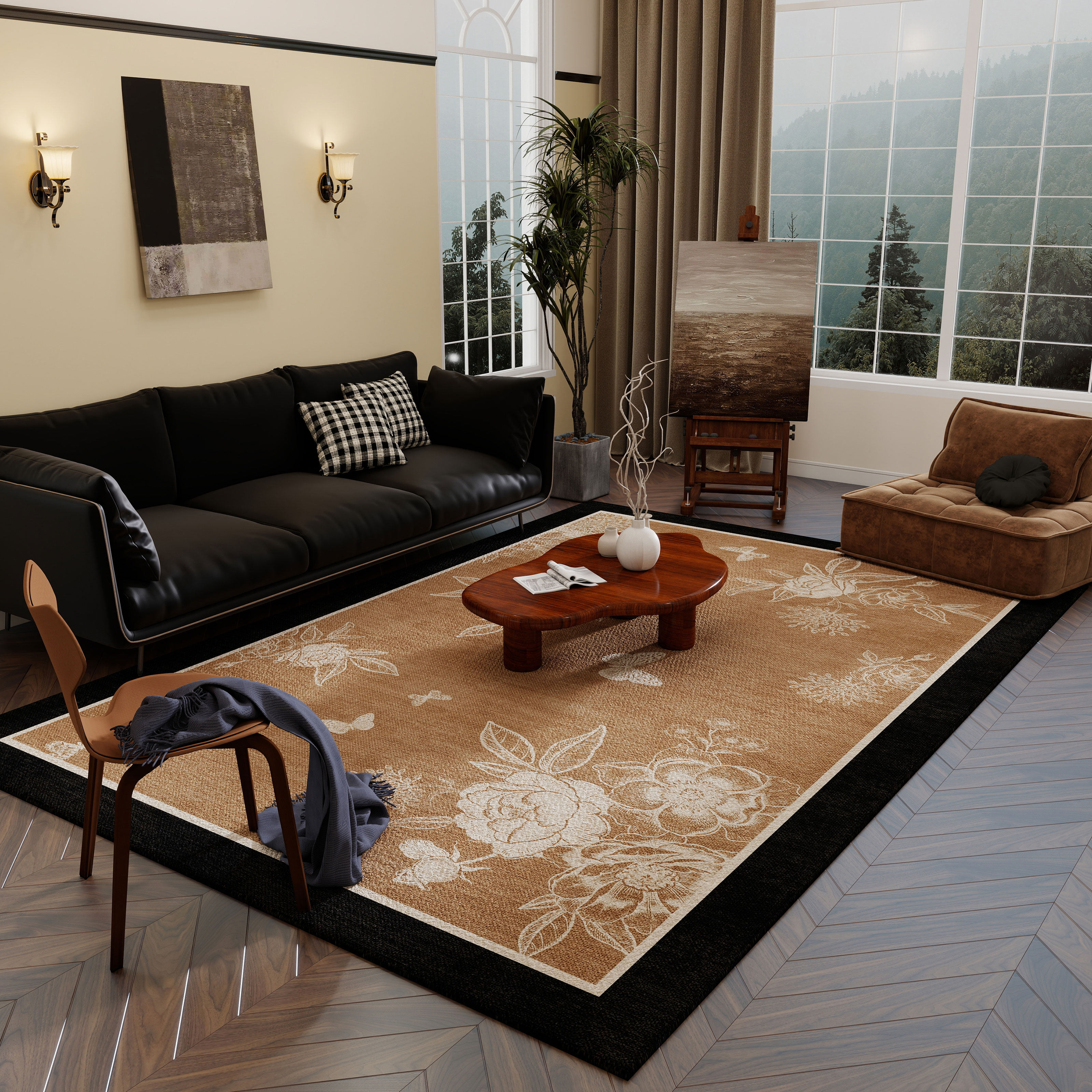 客厅地垫美式地毯2026新款高级感沙发茶几毯无甲醛无异味吸音家用