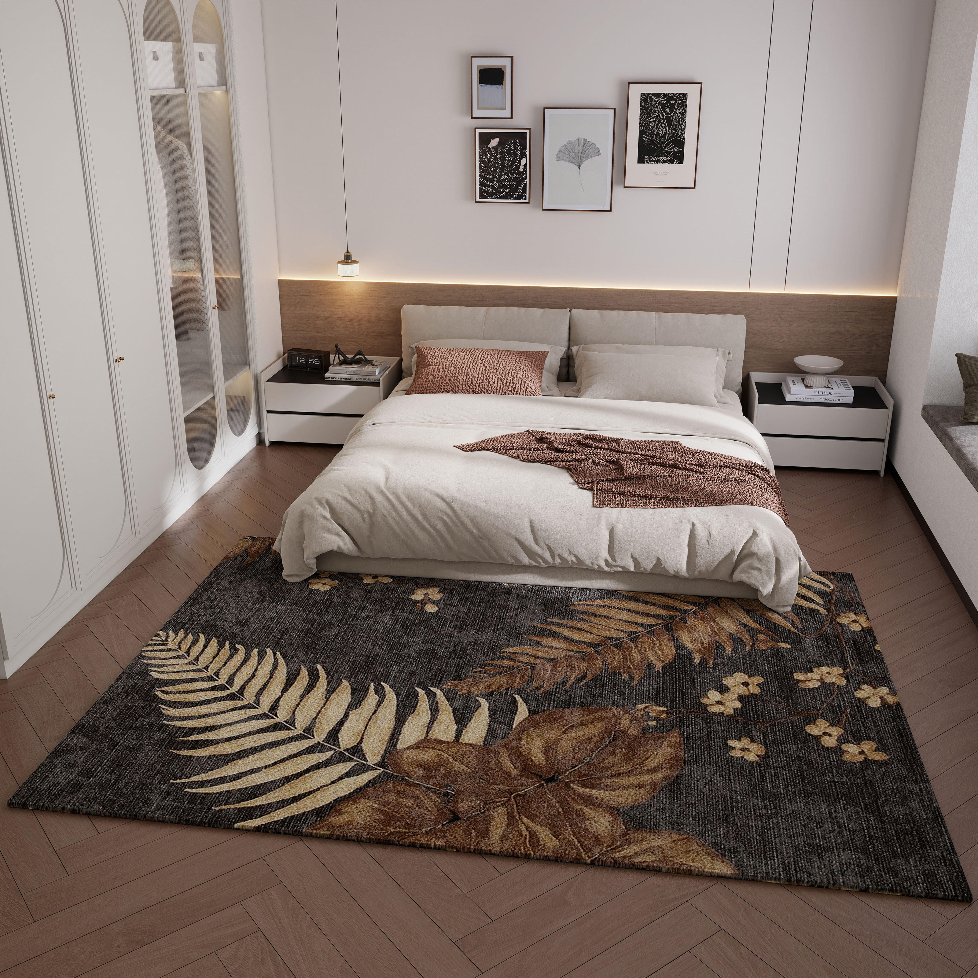 轻奢卧室地垫植物花卉床边垫家用客厅地毯茶几毯防滑无甲醛可定制,居家布艺,地毯,淘宝优惠券,粉丝福利购,淘宝优惠卷