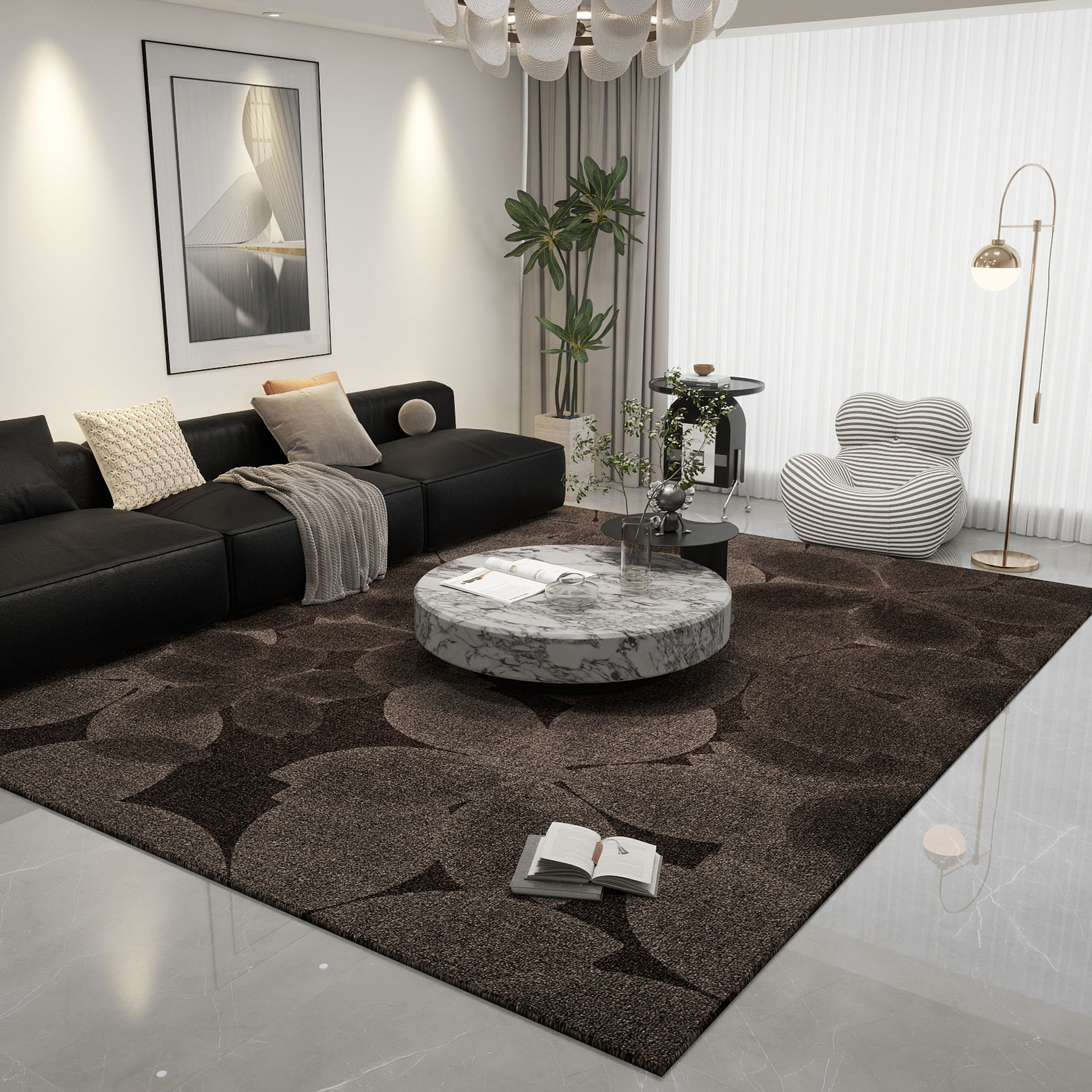 现代简约客厅地毯吸音沙发茶几垫家用地垫防滑无甲醛大面积可定制